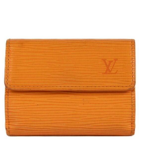VINTAGE LOUIS VUITTON EPI PORTEFEUILLE TRESOR LEATHER ORANGE CAMEL WALLET - Picture 1 of 16